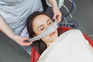 a patient undergoing nitrous oxide sedation