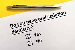 Form asking if patient requires oral sedation dentistry