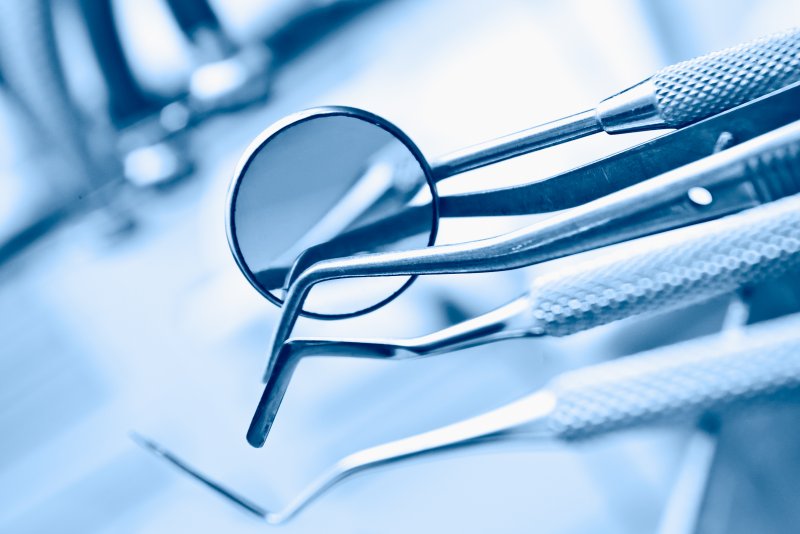 Close up of clean dental instruments